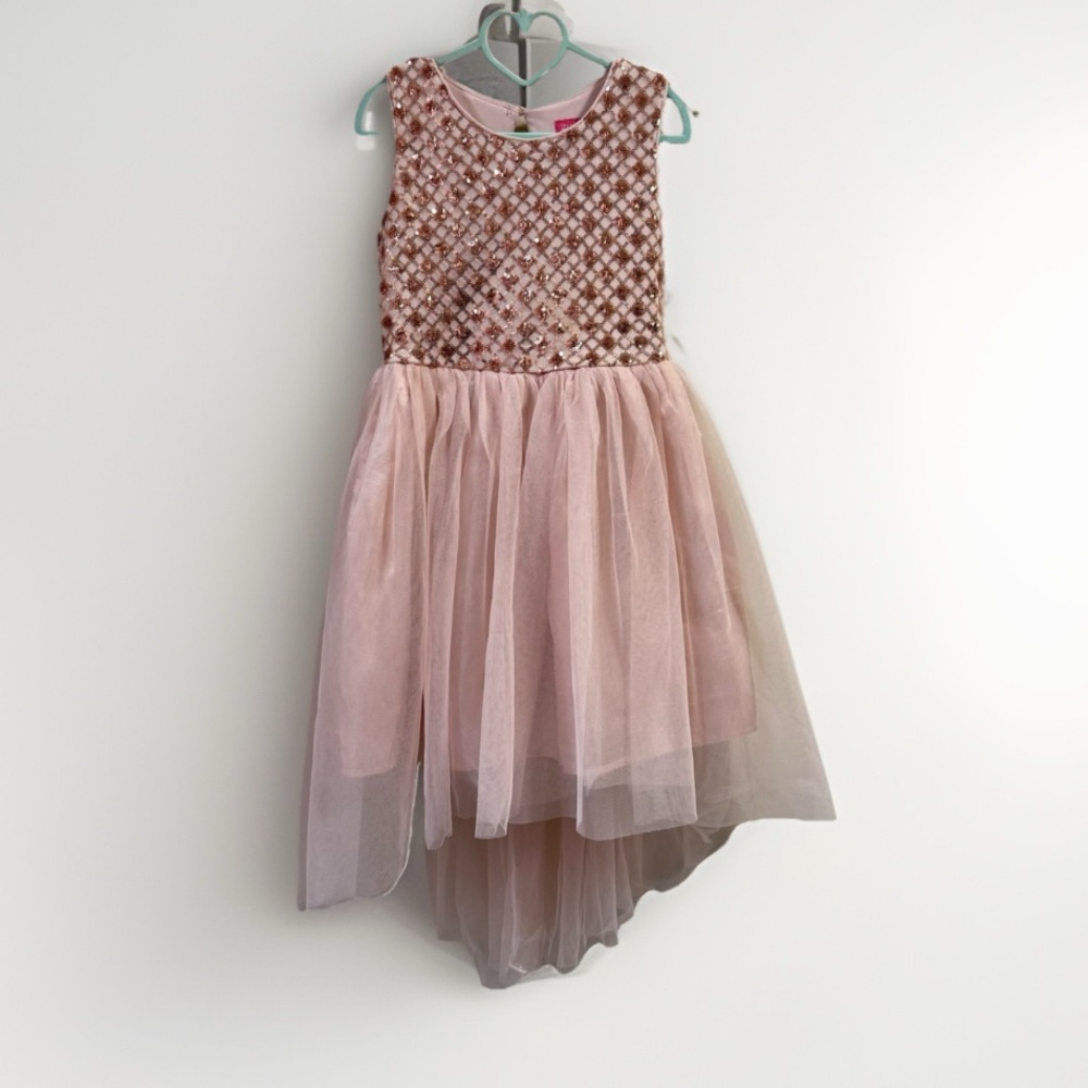 Zuni’s Girl Sz 7 To 8 Blush And Rose Gold Party Dress Sleeveless Mesh Tulle